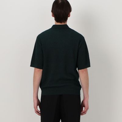 リネンコットンナイロンプレーティング スキッパーニット
