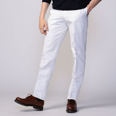 コットン　スリムスラックス　ＬＡＲＵＳＭＩＡＮＩ　ＷＩＮＤ　ＩＳＬＥ　ＣＯＴＴＯＮ