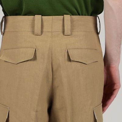 パンツ TOMORROWS LAND コットン ハイカウントストライプ タックワイドパンツ