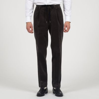 コットンウールコーデュロイ 1プリーツ イージースラックス