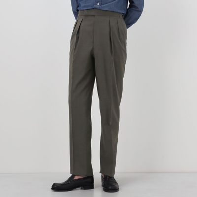 ウールモヘヤ 2プリーツサイドアジャスタースラックス V．B