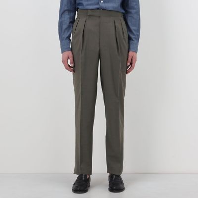 ウールモヘヤ 2プリーツサイドアジャスタースラックス V．B