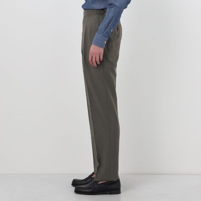 ウールモヘヤ 2プリーツサイドアジャスタースラックス V．B