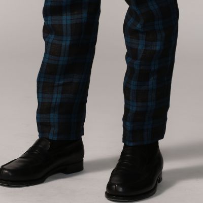 リネンツイルチェック　２プリーツスラックス