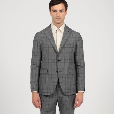 <美品>TAGLIATORE グレー チェック ウール スーツ サイズ48 送料無料】【別注】TAGLIATORE ウールサキソニー