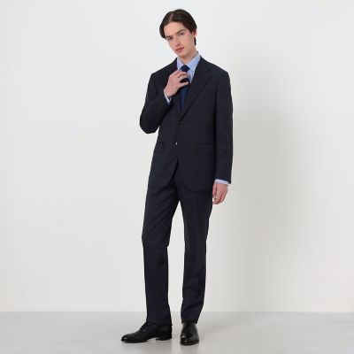 【値下】Loro Piana 三越伊勢丹スーツ Loro Piana Fabric】365 通年スーツ（グレーー×格子