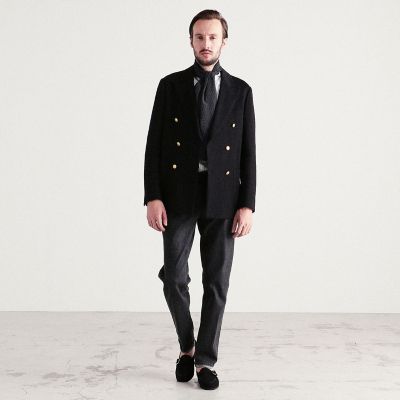 コットンジャージー　６Ｂダブルブレストブレザージャケット　ＤＯＮＤＩ　ＮＡＶＹ　ＯＮ