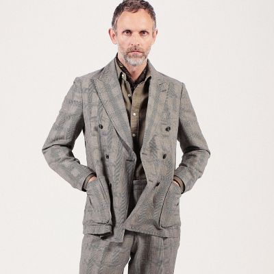 リネンウール　ダブルブレステッド６Ｂジャケット　Ｄｏｒｍｅｕｉｌ　Ｂｅｌｆａｓｔ