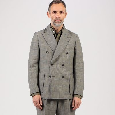 リネンウール　ダブルブレステッド６Ｂジャケット　Ｄｏｒｍｅｕｉｌ　Ｂｅｌｆａｓｔ