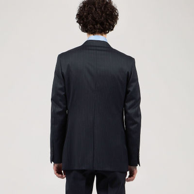 Super100'sウール ピンストライプ シングルブレステッド2B