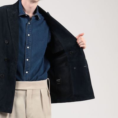 【別注】ＥＭＭＥＴＩ　ゴートスエード　ダブルブレステッド６Ｂジャケット　ＤＡＲＭＡＺＩＯ