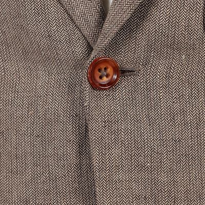 リネン　ヘリンボーン　サファリジャケット