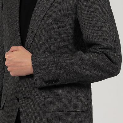 コットンウール ホップサック シングルブレステッド2Bジャケット 