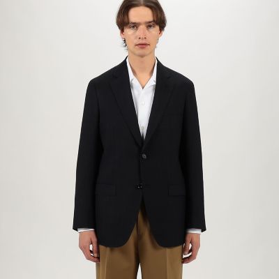 ウールシルクリネン シングルブレステッド 2Bジャケット