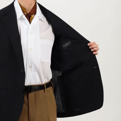 ウールシルクリネン シングルブレステッド 2Bジャケット