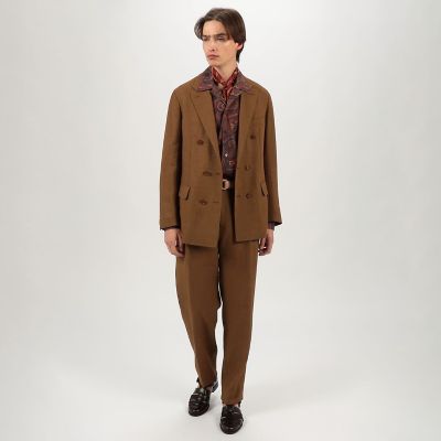 ウールリネンメッシュシャンブレー ダブルブレステッド6Bジャケット
