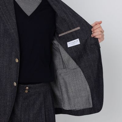 ウールデニムルック シングルブレステッド 2Bジャケット