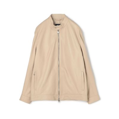 エムプルミエ ❤︎ ノーカラーイタリアンラムレザージャケット ラムレザー ノーカラージャケット （レザーブルゾン・ジャケット