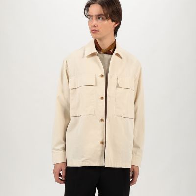 GUY ROVER コットンツイル オーバーシャツ　別注　24AW ベージュ S 別注】GUY ROVER コットン オーバーシャツ | TOMORROWLAND