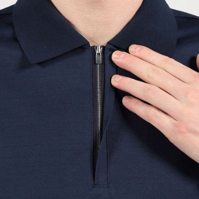 AFB ジップアップ ポロシャツ M コットンポリエステル ストレッチツイル ジップアップポロシャツ