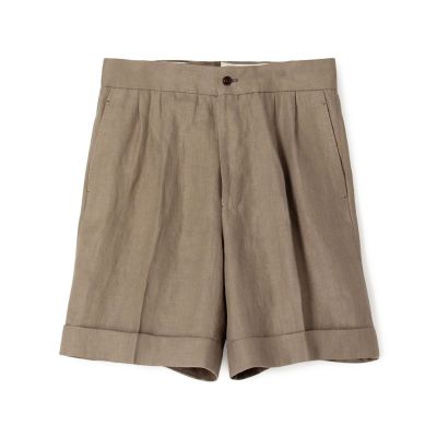 フレンチリネン　バックベルト　ショートパンツ
