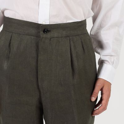 フレンチリネン　バックベルト　ショートパンツ