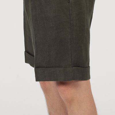 フレンチリネン　バックベルト　ショートパンツ