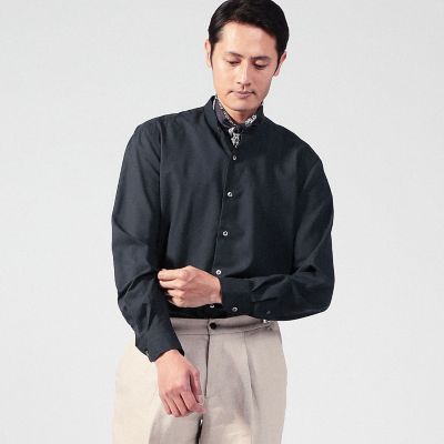 ＥＲＲＩＣＯ　ＦＯＲＭＩＣＯＬＡ　ウール　バンドカラーシャツ