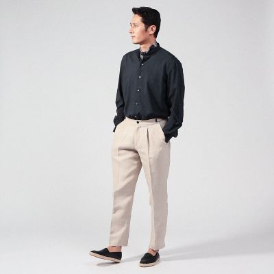 ＥＲＲＩＣＯ　ＦＯＲＭＩＣＯＬＡ　ウール　バンドカラーシャツ
