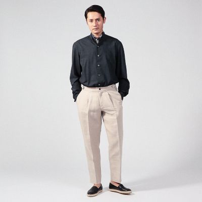 ＥＲＲＩＣＯ　ＦＯＲＭＩＣＯＬＡ　ウール　バンドカラーシャツ