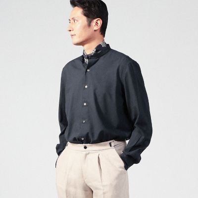 ＥＲＲＩＣＯ　ＦＯＲＭＩＣＯＬＡ　ウール　バンドカラーシャツ