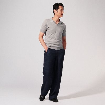JOHN SMEDLEY コットン スキッパーニットポロシャツ