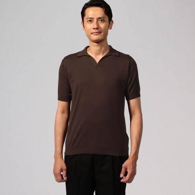 【美品】JOHN SMEDLEY コットン ニット スキッパー ポロシャツ L john smedley スキッパー ニットポロ S シーアイランドコットン
