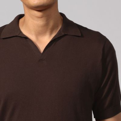 JOHN SMEDLEY コットン スキッパーニットポロシャツ