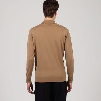 JOHN SMEDLEY ベージュ 長袖ポロシャツ　dorset セール】 JOHN SMEDLEY 30G EASY FIT ウール ニットポロシャツ DORSET