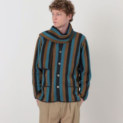 RAFFA MOLINA SUPER A MARKET別注 アルパカカーディガン 別注】Raffa Molina アルパカ パール編み ストライプニット