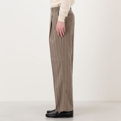 Tailor Original 新品　ストライプ ワイドパンツ 34W 32L PT TORINO QUINDICI ウールストライプ 1プリーツ