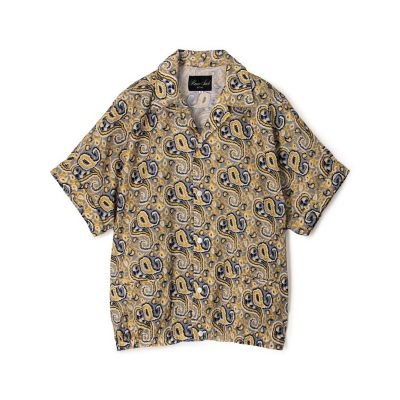 オアハカ　oaxaca スタンドカラーシャツ　ペイズリー　ブラック　別注　超美品 別注】HAVERSACK ATTIRE ペイズリープリント オープン