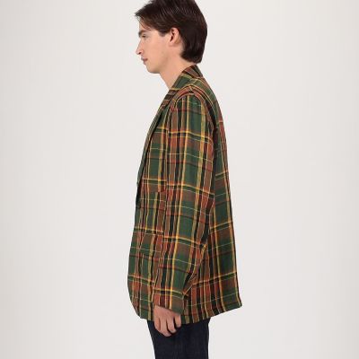 Drake's リネンマドラスチェック シングルブレステッド3B