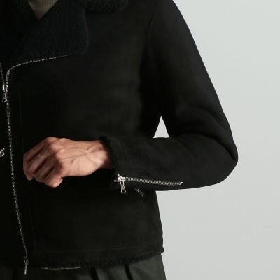 TOMORROWLAND DENIMレザー ブラック レザーダブルライダース46 別注】DENIM×TOMORROWLAND ラムレザーダブル