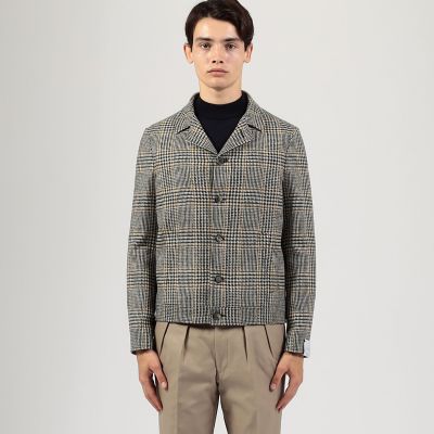 別注】CARUSO ウールグレンチェック ショートブルゾン