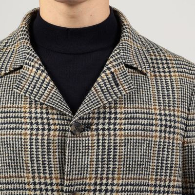 別注】CARUSO ウールグレンチェック ショートブルゾン