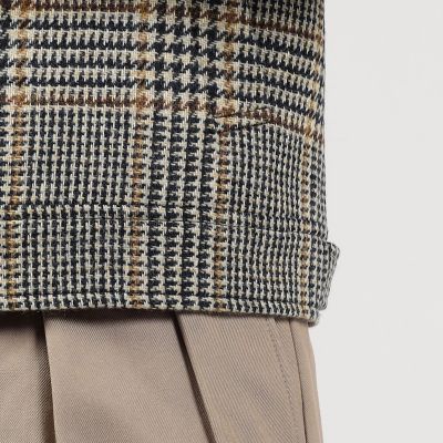 別注】CARUSO ウールグレンチェック ショートブルゾン