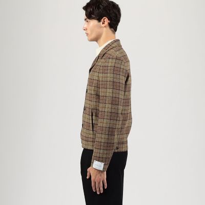 送料無料】【別注】CARUSO ウールチェック ショートブルゾン