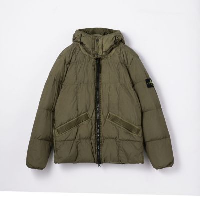 STONE  Crinkle Reps NY フーデッドジャケッ STONE ISLAND ポリエステル フーデッドダウン