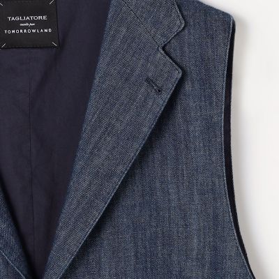 【TAGLIATORE】BLACK LINEN×COTTON チェック ベスト 中古・古着通販】TAGLIATORE (タリアトーレ) BRIAN チェック柄