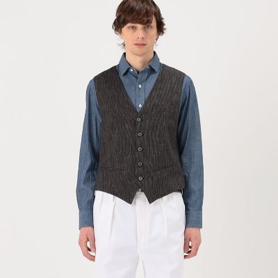 ERRICO FORMICOLA リネンストライプ チェックベスト