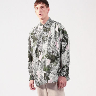 ボタニカルプリント デザインプルオーバーシャツ | ファッション・服