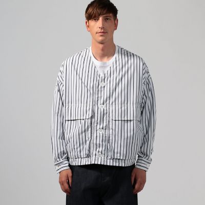 コットングログランストライプ Vネックシャツブルゾン | TOMORROWLAND