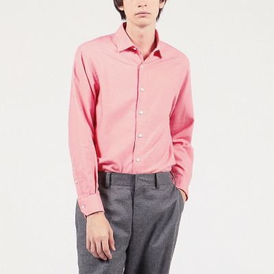 コットンカシミヤ　ワイドスプレッドカラーシャツ
